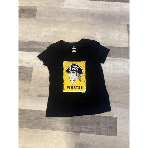 Pittsburgh Pirates Shirt Womens Large Black Yellow MLB Baseball Fanatics Tee - Picture 2 of 7